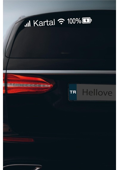 Tofaş Kartal Sticker Telefon Şarj Wifi Batarya Şebeke Cam Oto Sticker 40x4cm Beyaz Uyumlu
