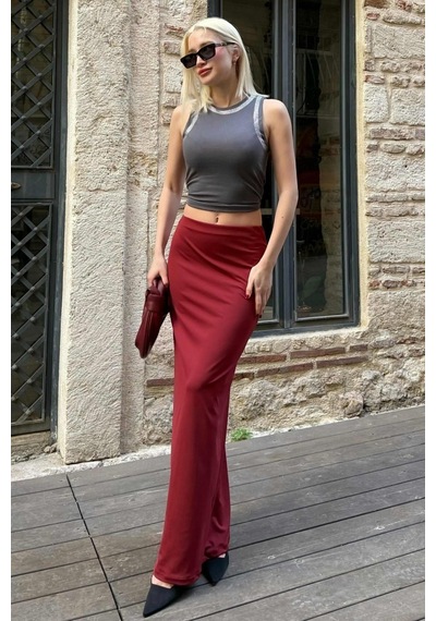Madmext Bordo Maxi Basic Etek Mg1890 Bordo