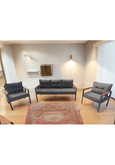 Pimango Pi Elize Bahçe Ve Balkon Mobilyası 3+1+1 Antrasit