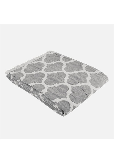 Damask Design Çift Taraflı Jakarlı Keten Pamuk Dokuma Battal Boy( Antrasit-240X260 Cm Antrasit