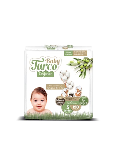 Baby Turco Doğadan Bebek Bezi 5 Numara Junior Aylık Fırsat Paketi 120 Adet