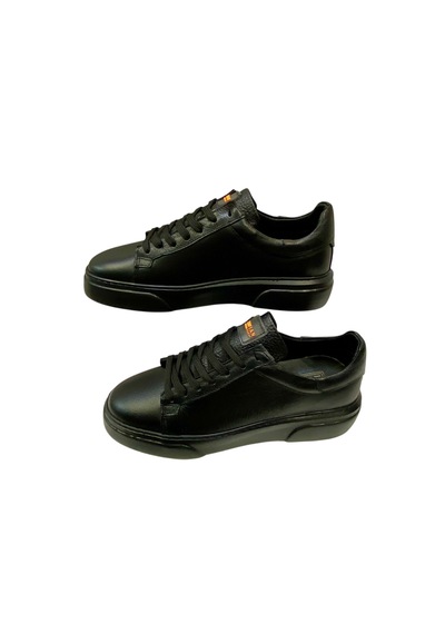Erkek Bağcıklı İç Ve Dış Yüzey Deri Dikişli Poli Taban Sneaker--sula Siyah