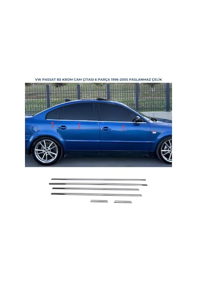 Ebal Otomotiv VW Passat 3B Krom Cam Çıtası 6 prç. 1996-2005 arası P. Çelik