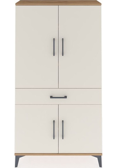 Arges Dolap 4 Raflı Tek Çekmeceli 4 Kapaklı 88x30x163 Çam-aytaşı Çam