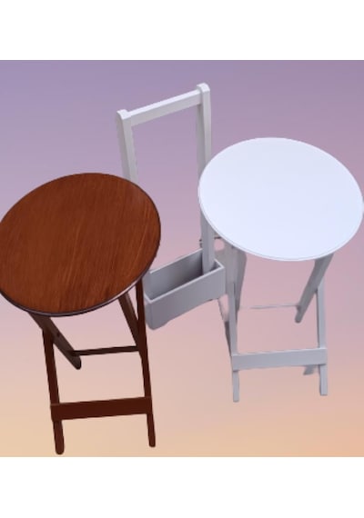 Çanta Zigon Sehpa Oval Model İkili Takım Ahşap Mdf Ceviz Ve Beyaz Renk Uyumu El Yapımı