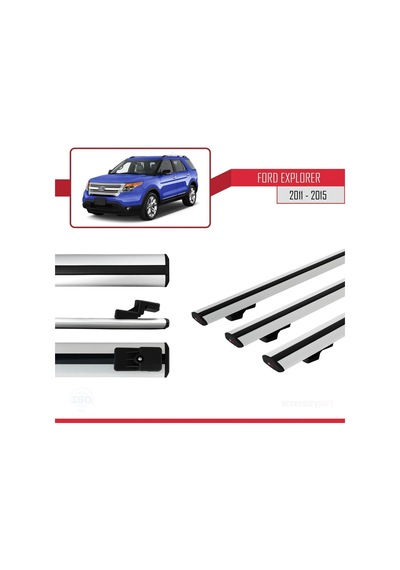 Ford Explorer 2011-2015 Arası İle Uyumlu Basic Model Ara Atkı Tavan Barı Gri 3 Adet
