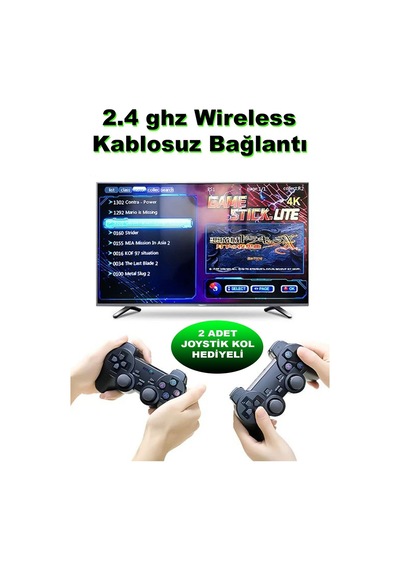 Atari 2.4g Kablosuz Çift Kol Retro Oyunlar 4k Game Stick 20000 Oyun Game Stick