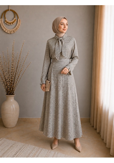 Efulim Womens Ekose Tasarımlı Alt-üst Gofre İkili Takım Haki