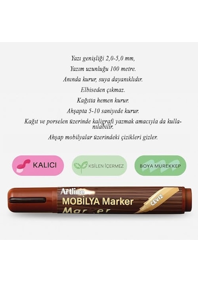 Ceviz Renk Mobilya Rötuş Kalemi Ahşap Masa Parke Dolap Kalemi Çizik Giderici Çatlak Kapatıcı Altın