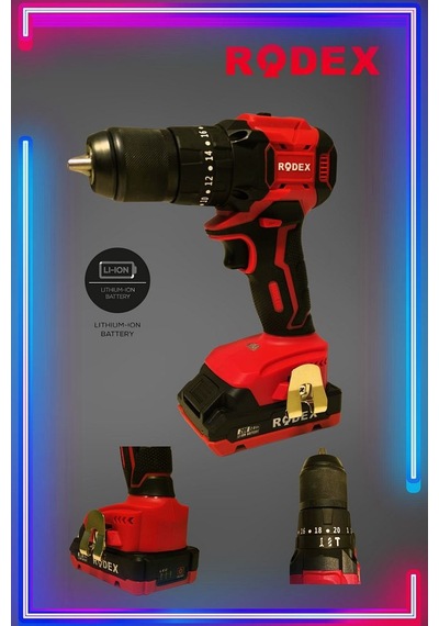 Rodex RDX3404 20 V 2.0 AH Çift Akülü Darbeli Matkap