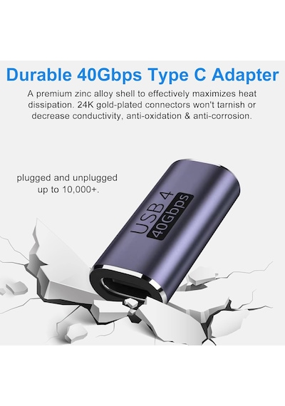 Usb C Dişi Adaptör 2 Paket, 40gbps Usb4 Adaptör Desteği 100w, 8k 60hz, 5k 60hz, 4k 120hz Thunderbolt 4/3, Macbook Pro 2021, Macbook Air 2022 Ve Daha Fazla Tip C Cihazlarla Uyumlu