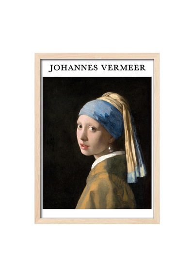 Johannes Vermeer İnci Küpeli Kız Doğal Ahşap Çerçeveli Poster, Dekoratif Sanatsal Duvar Tablosu
