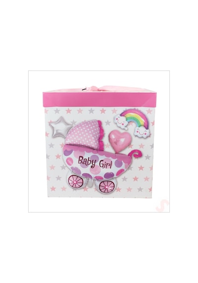 Kapaklı, Katlanır Demonte Karton Kutu, 30cm - Puset & Pembe