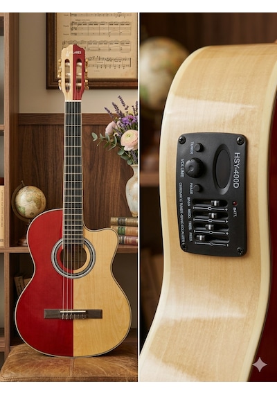 Valares Qcg2302c Elektro Klasik Gitar 39 İnç 4/4 Kesik Kasa 4 Bant Ekolayzerli Sahne Ve Amfi Uyumlu Çift Renk
