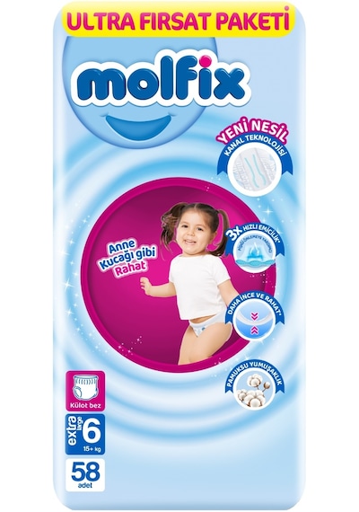 Molfix Külot Bebek Bezi 6 Numara 15+kg Extra Large 232 Adet 4'lü