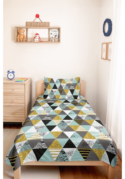 Geometrik Mint Genç Odası Tek Kişilik Pike Takımı - Sarı Gri Modern 160x220 Cm Kapitone Yatak Örtüsü Hafif Seramik Serabı Geometrik Mint Genç Odası Tek Kişilik Pike Takımı - Sarı Gri Modern 160x220 Cm Kapitone Yatak Örtüsü Hafif Seramik Serabı