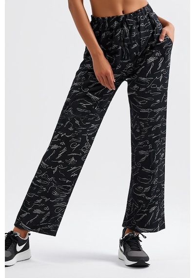 Aura Collections Kadın Viskon Pamuklu Pijama Altı Soft Örme Mevsimlik Ev Pantolonu Siyah