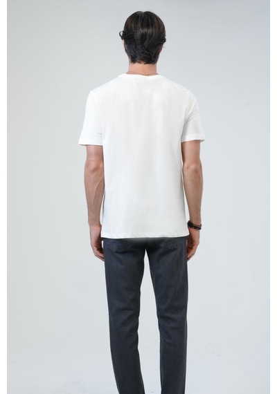 Backandbond Beyaz Regular Fit %100 Pamuk Bisiklet Yaka Tişört