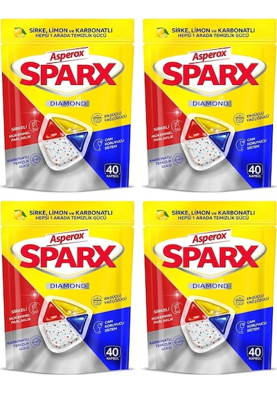 Asperox Sparx Diamond Bulaşık Makinesi Deterjanı 4 x 40 Tablet Asperox Sparx Diamond Bulaşık Makinesi Deterjanı 4 x 40 Tablet