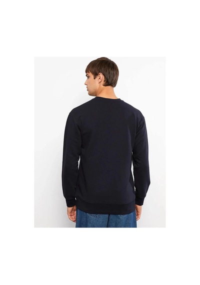 LC Waikiki Lcw Casual Lacivert Bisiklet Yaka Uzun Kollu Baskılı Erkek Sweatshirt