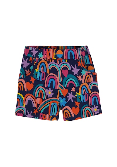 Lovetti Kız Çocuk Brave & Happy Desen Cepli Şort 1206 Çok Renkli