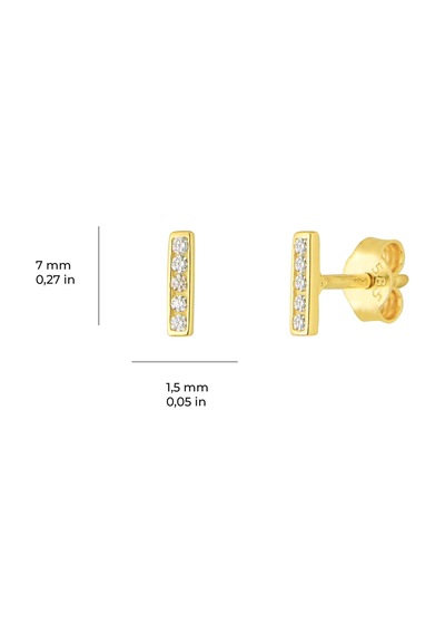 Goldkupe 14 Ayar Taşlı Çubuk Altın Küpe 0,60 Gr-4156