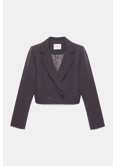 Saade Sââde Kadın Regular Fit Kruvaze Kapama Dokuma Crop Blazer Ceket -şık & Spor Acı Kahverengi