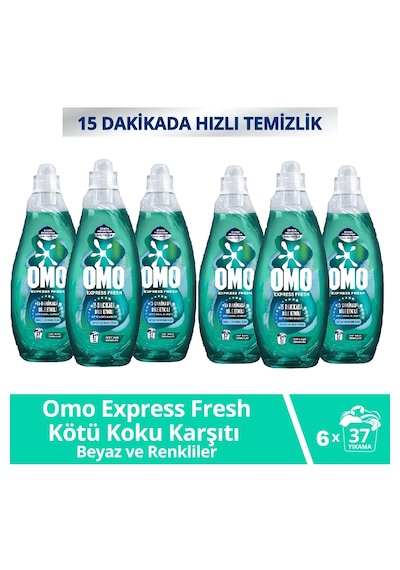 Omo Express Beyaz & Renkliler Sıvı Çamaşır Deterjanı 6 x 1480 ML