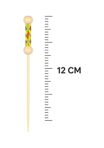 50'li Pkt - Sarı Örgülü Şık Sunumlar İçin 12 Cm Dekoratif Bambu Kürdan Parti Ve Davet Kürdanı