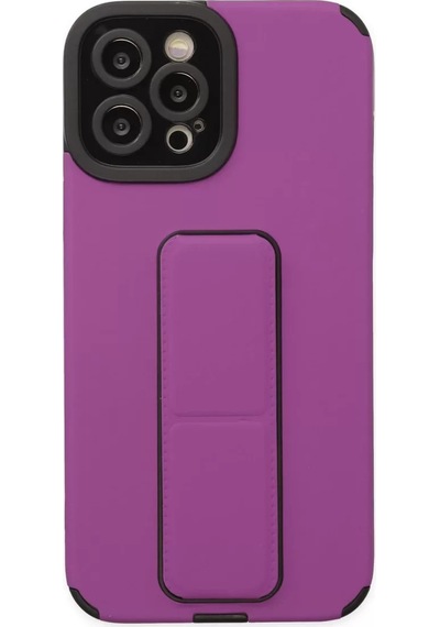 Newface Apple İphone 12 Pro Max Kılıf Mega Standlı Silikon - Mor
