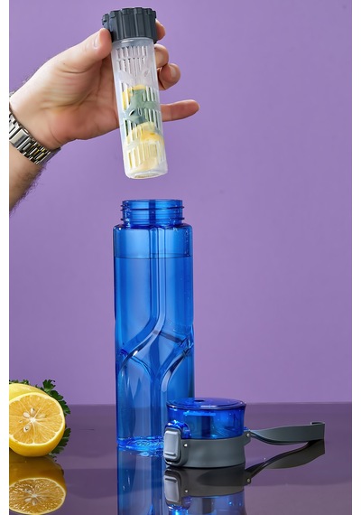 800 Ml Detoks Su Matarası Suluk Pipetli , Bpa Sız, Kilitli Ve Sızdırmaz Kapak - Mavi MAvi