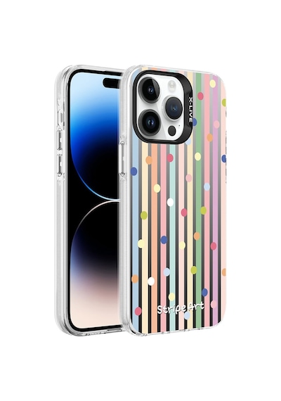 Apple Uyumlu iPhone 14 Pro Max Kılıf Kamera Çıkıntılı Renkli Desenli Parlak Tasarımlı Sert Kapak Silver