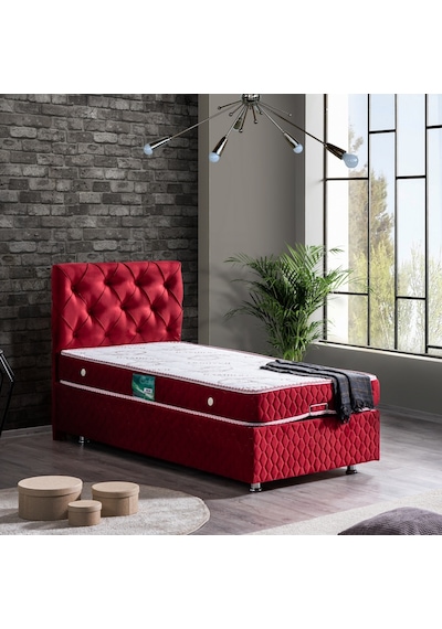 Setaymobilya Baza, Vita Bordo Tek Kişilik Baza + Başlık + Comfort Yatak