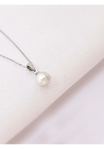 Brezza Lusso Jewelry 925 Ayar Gümüş Doğal Inci Kadın Gümüş Kolye Sevgiliye Hediye 45 CM