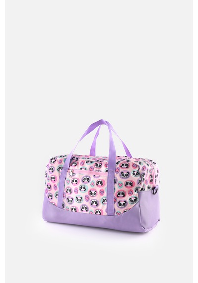 İcone Bag Baskılı Spor Çanta, Cepli Spor Çanta, Fermuarlı Detaylı Çocuk Spor Çanta, Lila