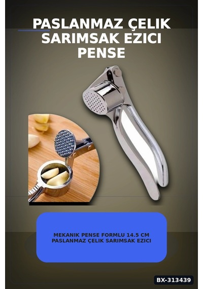 Mekanik Pense Formlu 14.5 Cm Paslanmaz Çelik Sarımsak Ezici Alet 1 Adet Bx-313439 Renkli