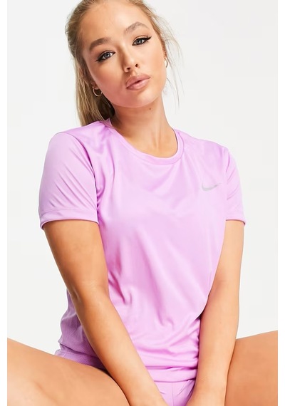 Nike Miler Dri Fit Tee Sırt Hava Panelli Koşu Spor Antrenman Tişörtü Mor Mor