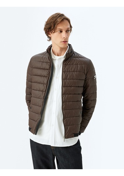 Koton Dik Yaka Etiket Detaylı Slim Fit Şişme Ceket Kahverengi 5wam20029hw Kahverengi Koton Dik Yaka Etiket Detaylı Slim Fit Şişme Ceket Kahverengi 5wam20029hw Kahverengi