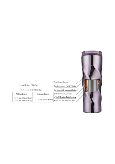 Komple 304L Çelik Mat Siyah 6oz 500 ml Kahve Termos Mug cin229sy