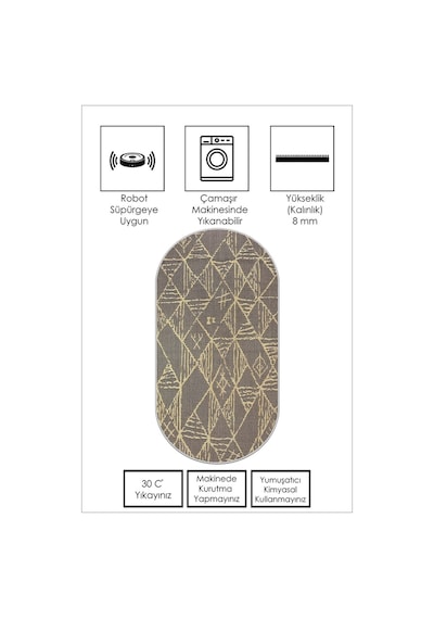 West Home Makinede Yıkanabilir Kaymaz Taban Leke Tutmaz Oval Mutfak Halısı Salon Halısı Ve Yolluk Wh 588 Black Oval