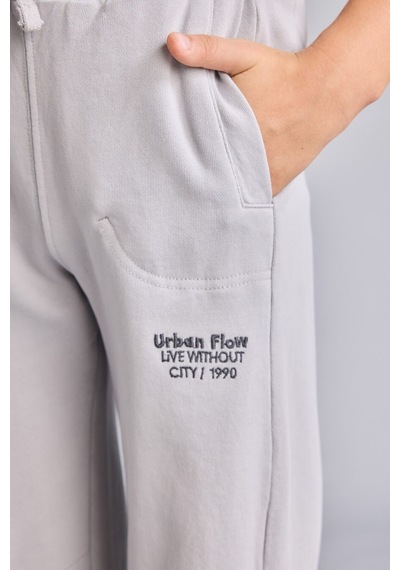 Defacto Barrel Fit Baskılı Yıkama Efektli Erkek Çocuk Eşofman Altı I0665a826augr91 Gri-gr91