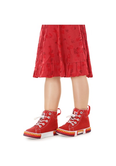 Kiko Kids Gamel Günlük Lastikli Kız Bebek Bot Ayakkabı Kırmızı