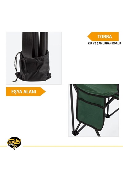 Funky Chaırs Camper Katlanabilir Kamp Piknik Sandalyesi - Yeşil