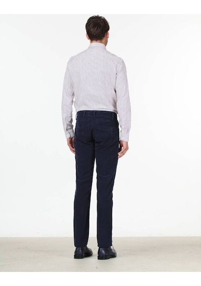 Kip Erkek Slim Fit Korduroy Pantolon - Minimalist Günlük Stil Lacivert