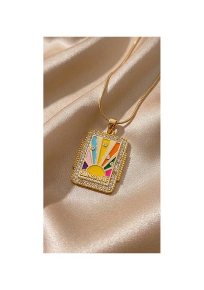 Çelik Tarot Sunshine Plaka Kolye Altın - 903412522 Altın
