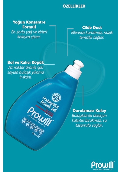 Prebiyotikli Bulaşık Jeli 400 Ml Temiz İçerikli, Çevre Dostu