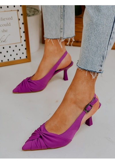Ervanın Butiği Mor Saten Bow Fiyonk Detay Kadın Stiletto-3713