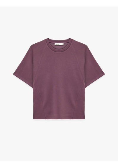 Koton Modal Kumaş Slim Fit Kısa Kollu Bisiklet Yaka Tişört Mor 6sak50389ek