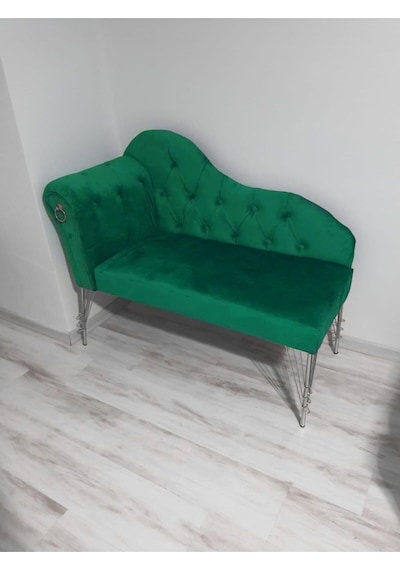 Metalda Josefin Bench Koltuk Berjer Gümüş Seri 130 Cm Yeşil