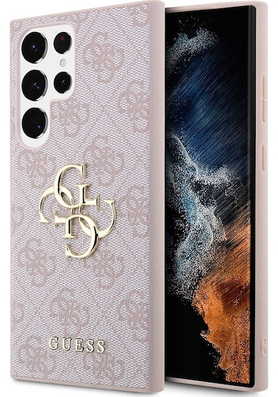 Galaxy Uyumlu S24 Ultra Kılıf Guess Lisanslı Pu Deri Yazı Ve 4g Metal Logolu Desenli Kapak Kahverengi
